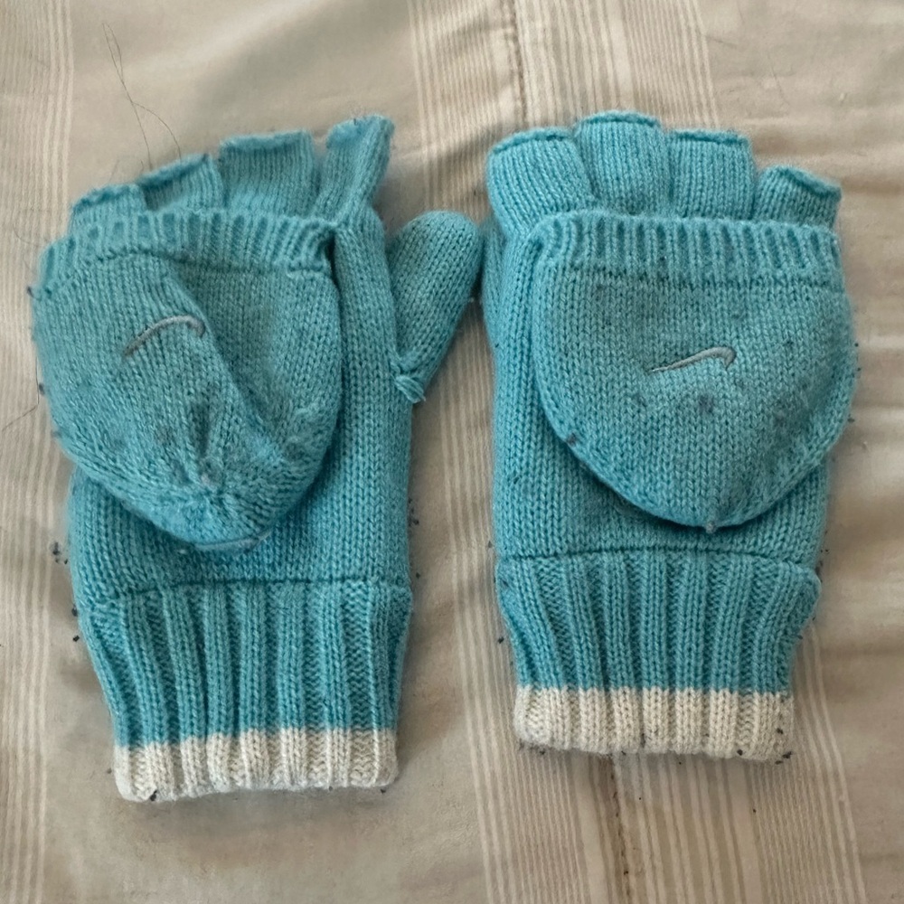 Nike Blue Convertible Fingerless Gloves/Mittens